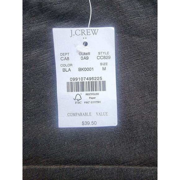 J Crew Shirt Womens Medium Black Cotton Long Sleeve Cropped Crewneck Mallcore - Picture 11 of 13